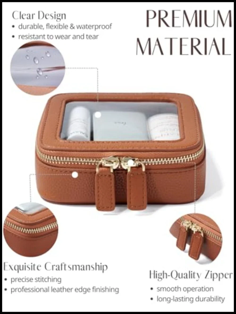 Clear Cosmetic Bag Toiletry Case Travel Transparent Makeup Organizer with Zipper
